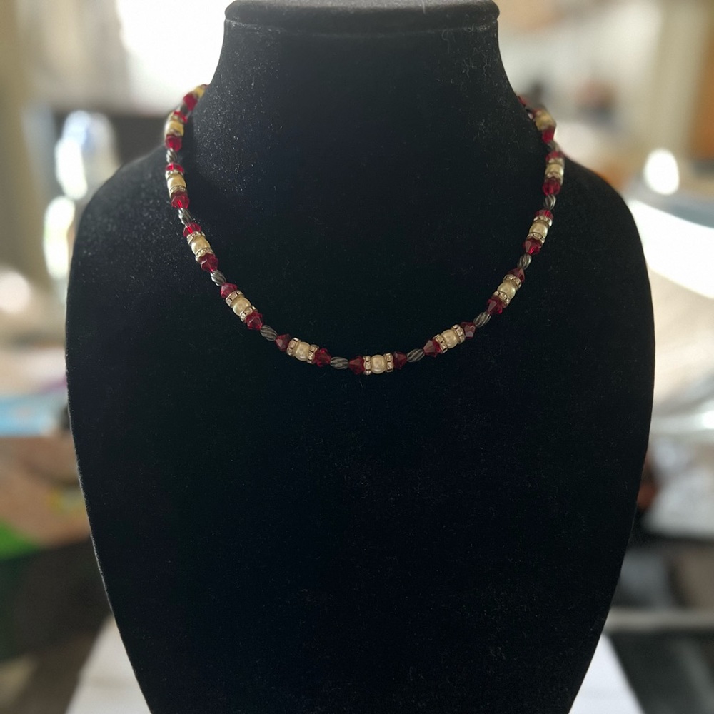 Red Crystal Sterling Necklace Gem